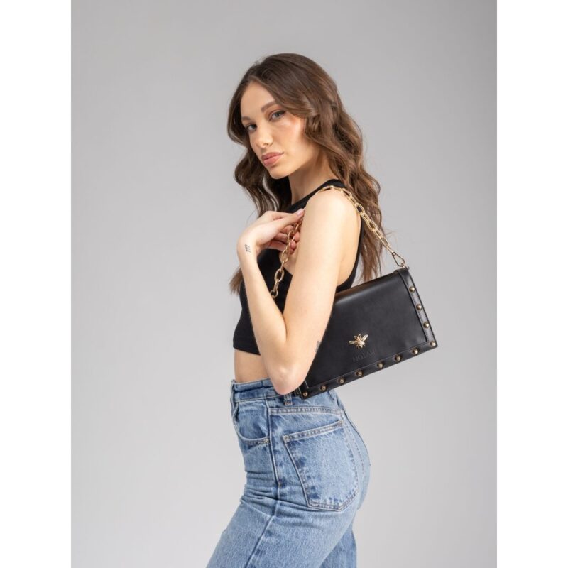 Τσάντα Ώμου Nolah Dash-Black/Gold - Image 6