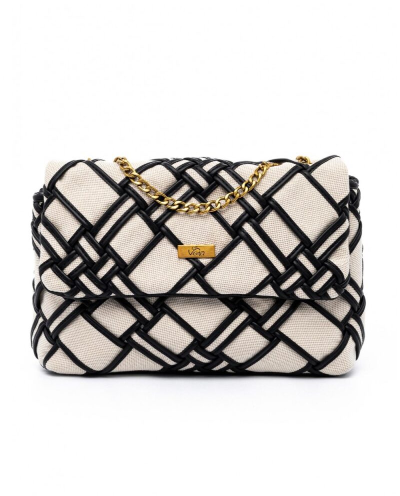 Τσάντα Ώμου Veta Taylor 6126-13-Ivory/Black