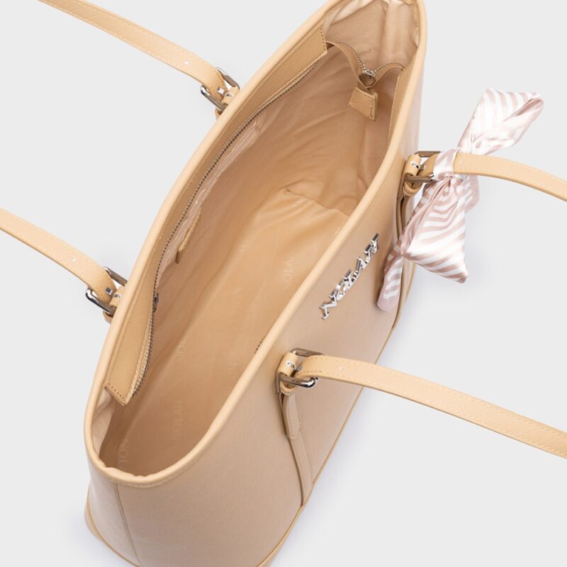 Τσάντα Ώμου Nolah Ella-Light Beige Silver - Image 2
