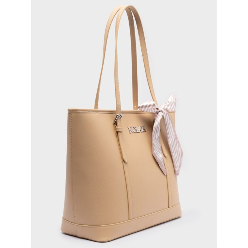 Τσάντα Ώμου Nolah Ella-Light Beige Silver - Image 3