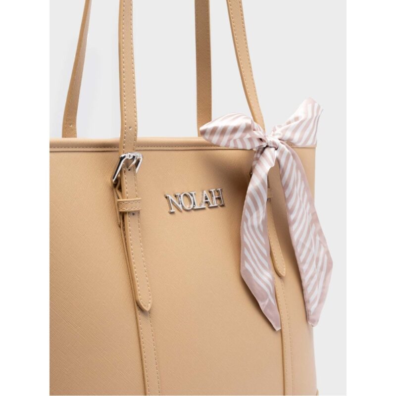 Τσάντα Ώμου Nolah Ella-Light Beige Silver - Image 4
