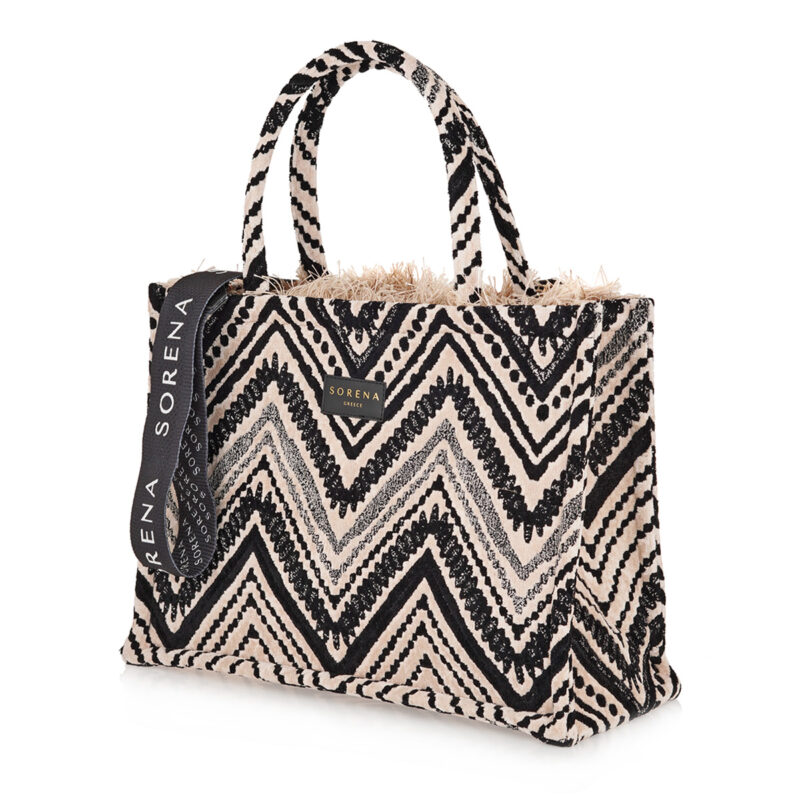 Τσάντα Χειρός Sorena Koufonisi Large-Beige/Black - Image 3