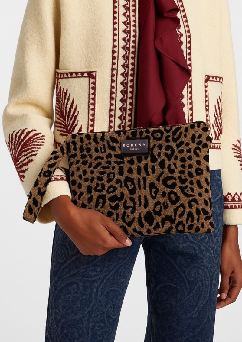 Φάκελος Sorena Leopard Clutch-Brown - Image 3