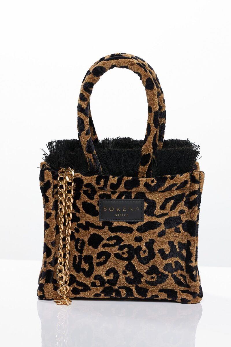 Τσάντα Χειρός Sorena Leopard Mini-Brown.
